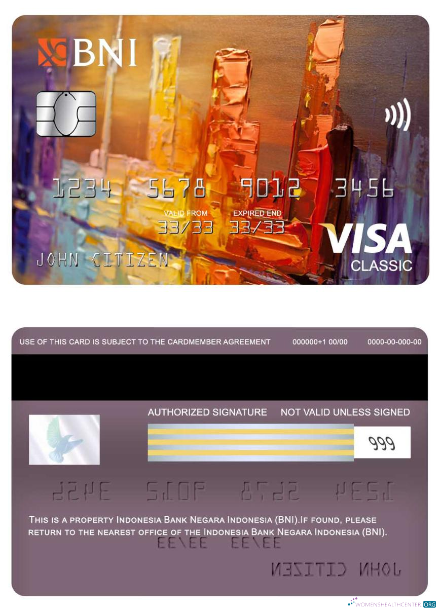 Download Indonesia Bank Negara Indonesia (BNI) visa classic card Photoshop template